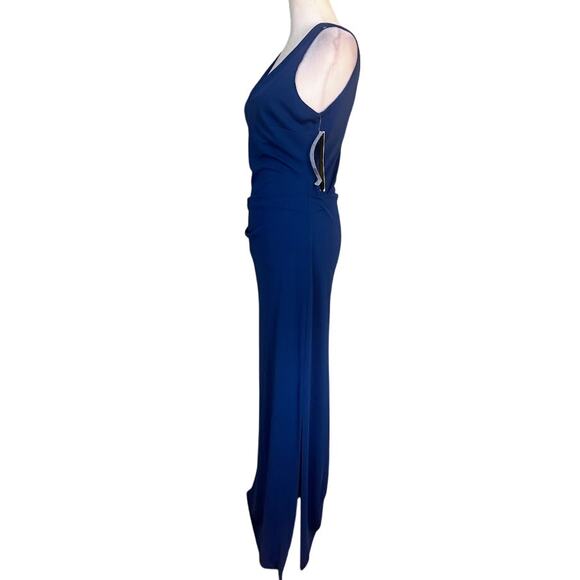 Nicole Miller‎ Blue V-neck & Back Sheath Evening Gown Size 6 NWT - Picture 3 of 8